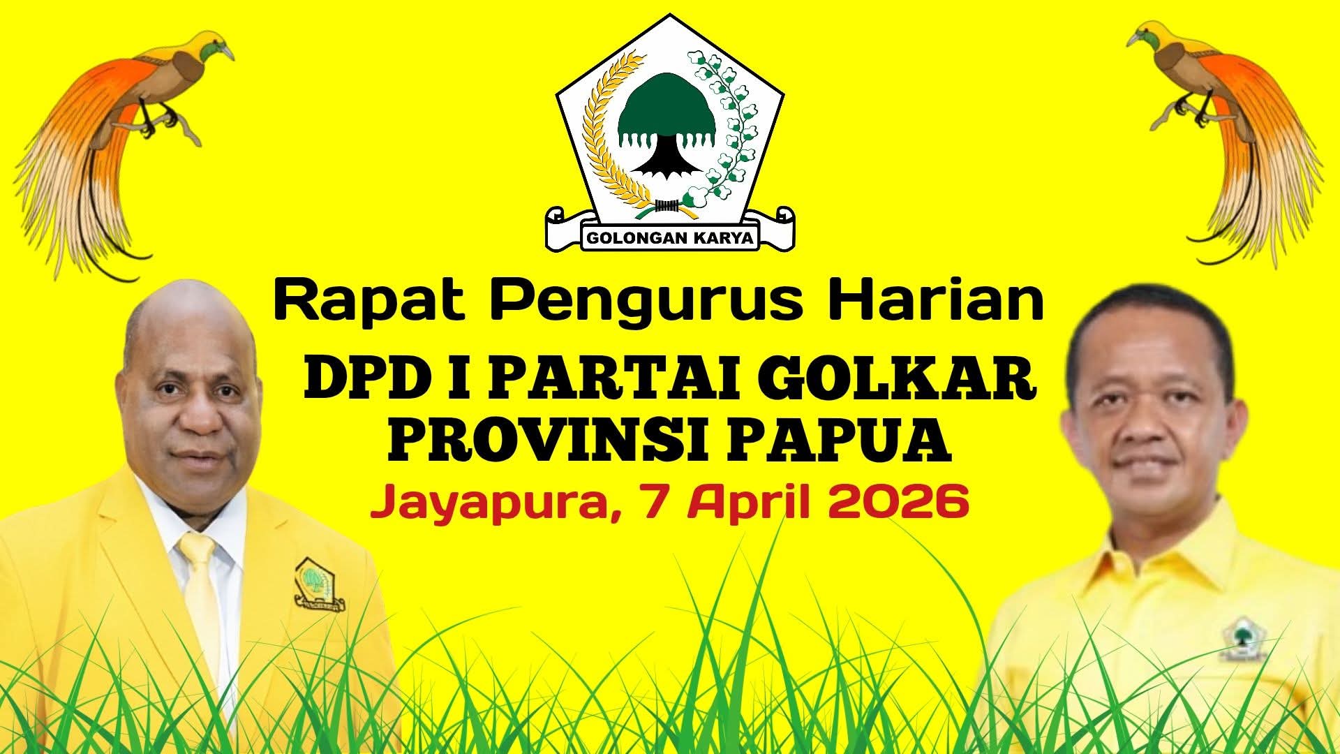 Ketua DPD Partai Golkar Papua MDF Pimpin Rapat Pengurus Harian DPD I Partai GolkarPapua. Minta Kader Golkar Sukses Pelantikan  DPD Partai Golkar Papua.