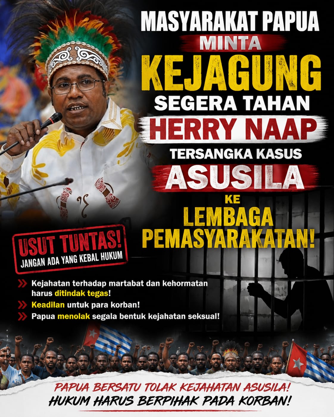 Gercin Indonesia Papua Pertanyakan Lambannya Eksekusi Putusan Kasasi Herry Ario Naap, Desak Kejaksaan Bertindak Cepat